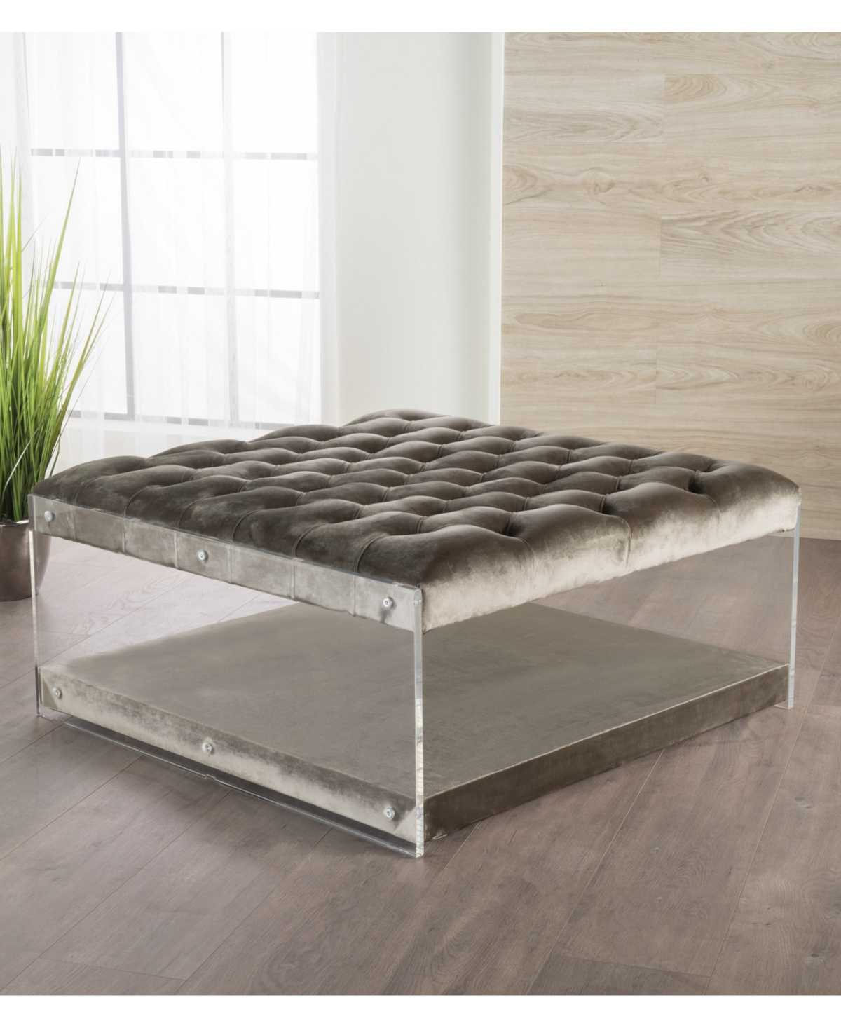 Noble House Stanten Square Ottoman In Grey
