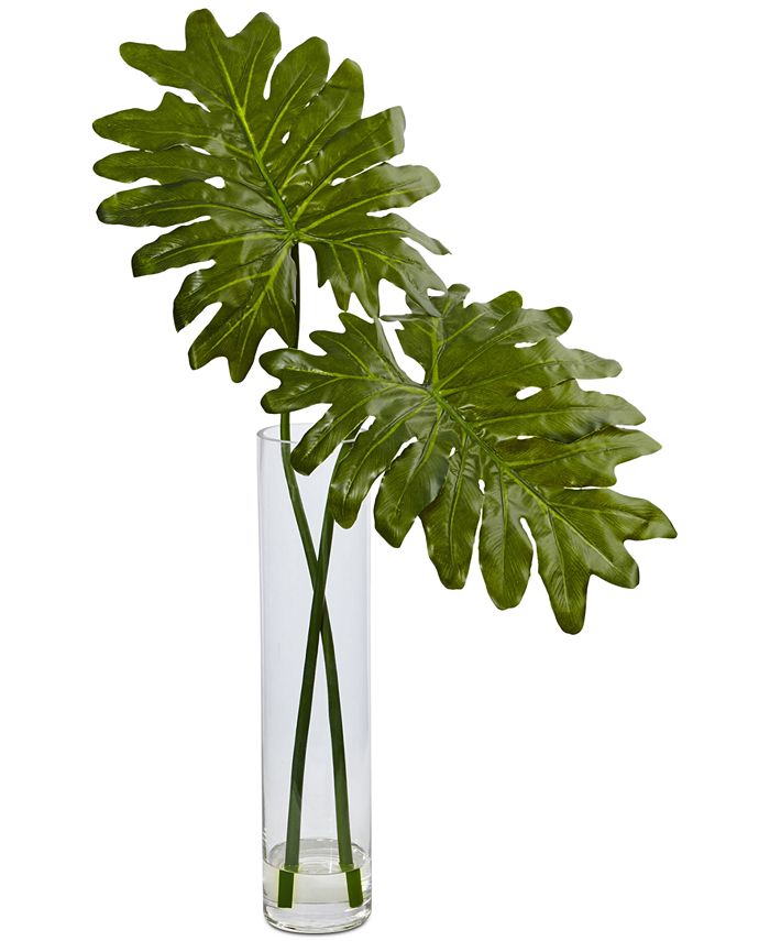 Nearly Natural Selloum Artificial Plant in Glass Cylinder Vase