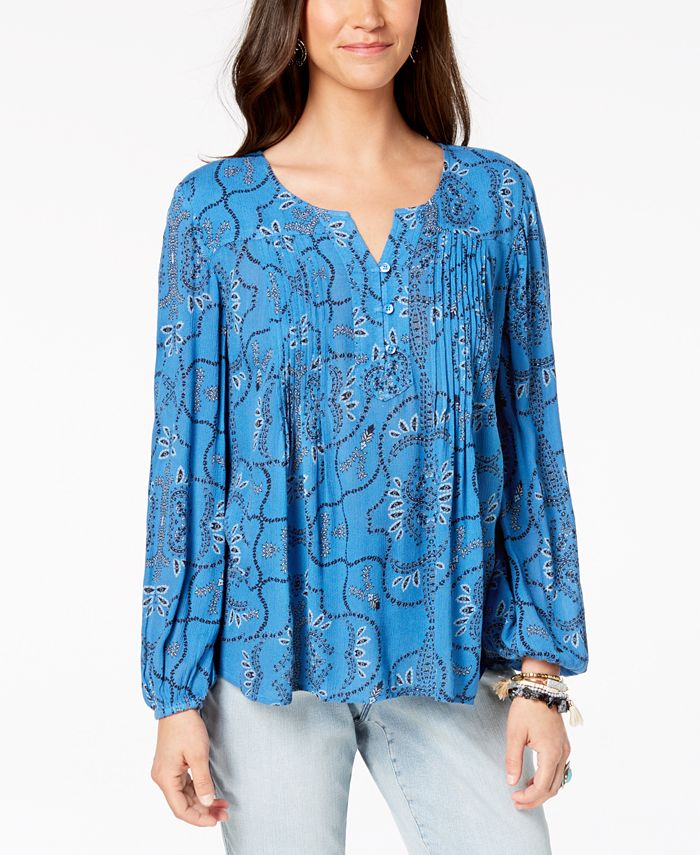Style & Co Printed Peasant Top, Created for Macy's - Macy's