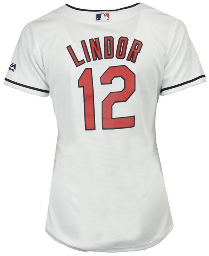 Cleveland Indians Francisco Lindor Majestic Home Cool Base Replica Player  Jersey - Womens