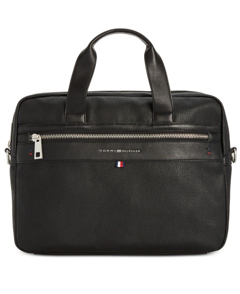 Мужские сумки Tommy Hilfiger Men's Pebble Faux-Leather Leo Briefcase