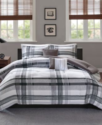 Photo 1 of 100% Polyester Microfiber Printed Plaid Comforter Set