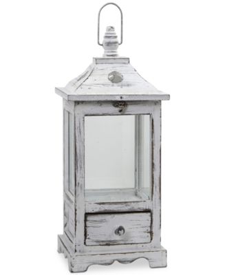 Nearly Natural Distressed Wood Lantern with Drawer - Macy's