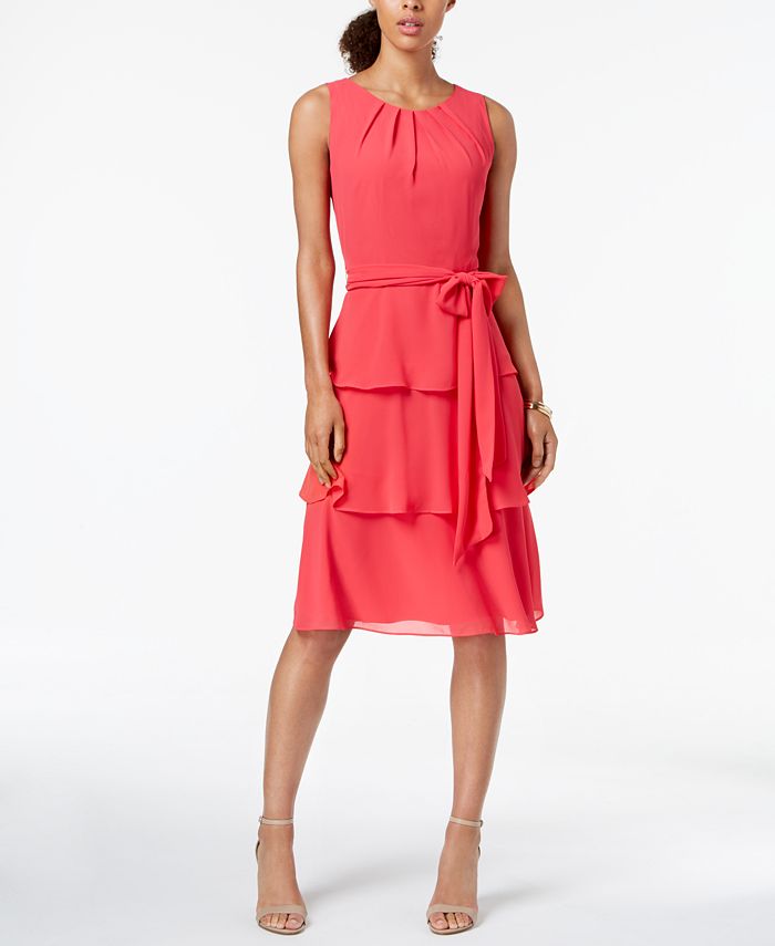 Jessica Howard Ruffle Tiered Fit & Flare Dress - Macy's