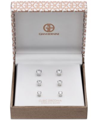 Cubic Zirconia Stud Earring Set in 18k Gold over Sterling Silver or Sterling Silver, Created for Macy's