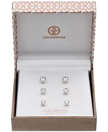  Giani Bernini 4-Pc. Set Cubic Zirconia Stud Earrings in  Sterling Silver: Clothing, Shoes & Jewelry
