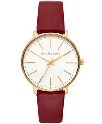 Michael Kors - Women's Pyper Red Leather Strap Watch 38mm