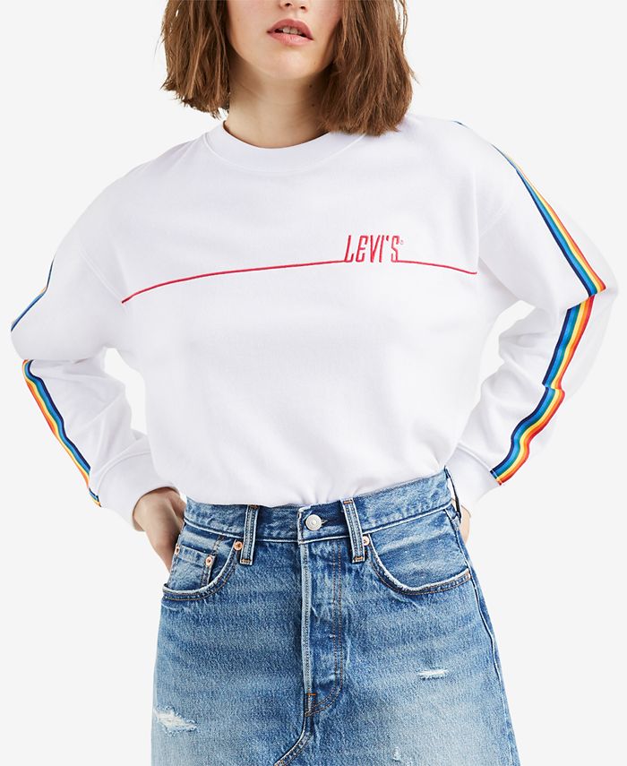 Levi's Rainbow-Striped Cropped Sweatshirt - Macy's