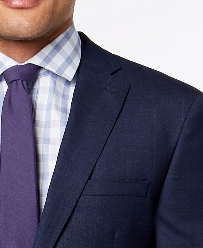 DKNY Men's Modern-Fit Blue Windowpane Suit Jacket - Macy's