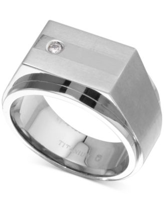 Macy's Men's Diamond Accent Ring in Titanium - Macy's