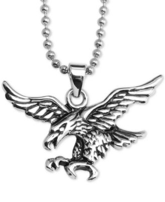 Macy's - Flying Eagle 24" Pendant Necklace in Stainless Steel