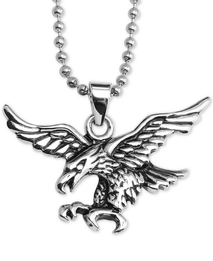 Macy's - Flying Eagle 24" Pendant Necklace in Stainless Steel