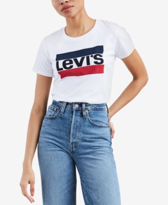 val geweld spek Levi's Women's Perfect Graphic Logo T-Shirt & Reviews - Tops - Women -  Macy's