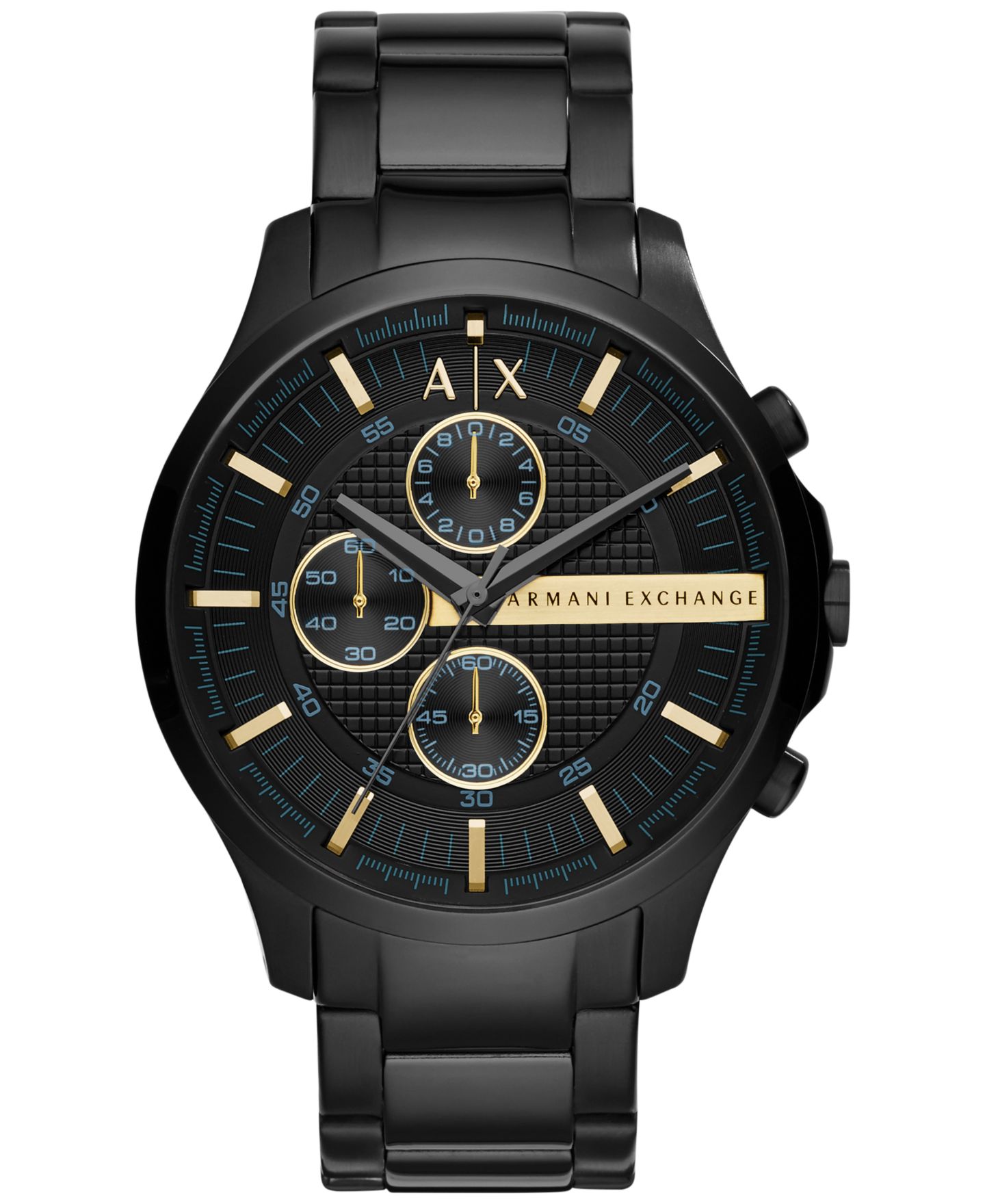 Мужские часы A|X Armani Exchange Chronograph Black Stainless Steel Bracelet Watch 46mm — фото 1