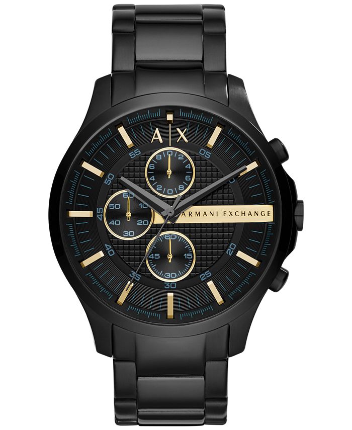 A|X Armani Exchange - Men's Chronograph Hampton Black Stainless Steel Bracelet Watch 46mm
