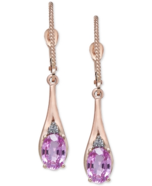 image of Pink Sapphire (1-3/8 ct. t.w.) & Diamond Accent Drop Earrings in 14k Rose Gold
