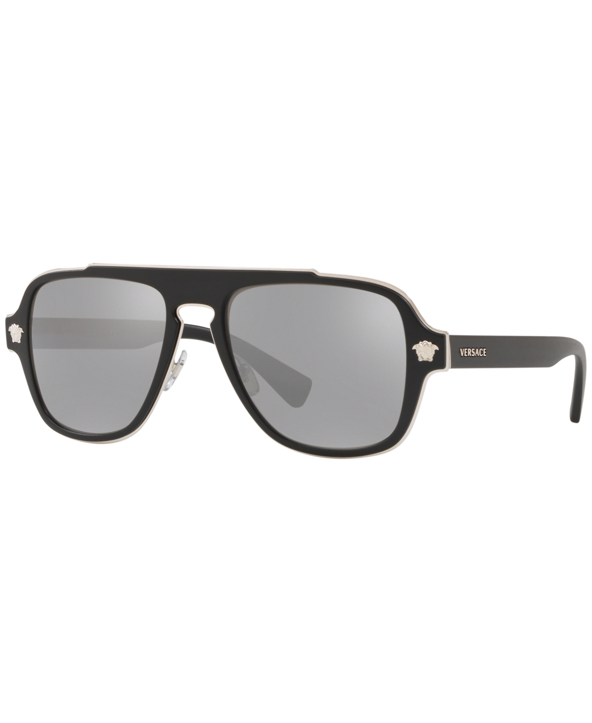 Shop Versace Sunglasses, Ve2199 In Matte Black,light Grey Mirror Silver