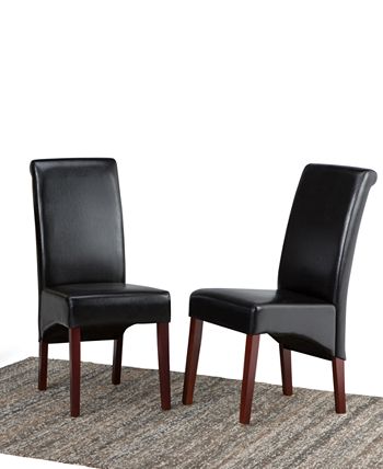 Simpli Home - Avalon Set of 2 Faux Leather Deluxe Parson Chairs, Direct Ship