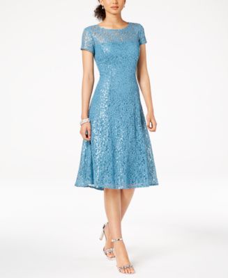 SL Fashions Sequined Lace Midi Dress - Dresses - Women - Macy's
