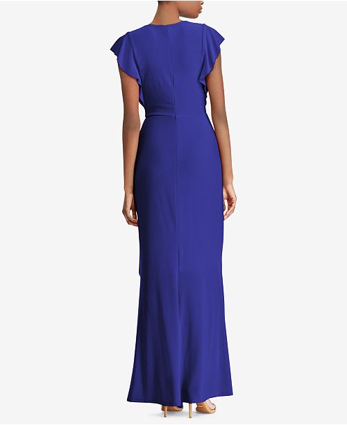 Lauren Ralph Lauren Flutter-Sleeve Gown & Reviews - Dresses - Women ...