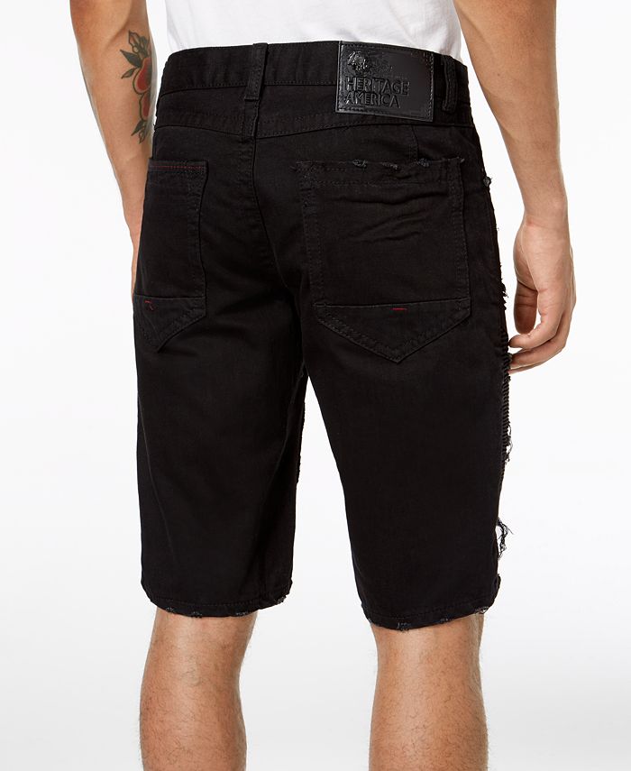 Heritage America Men's Ripped Black Denim Shorts Macy's