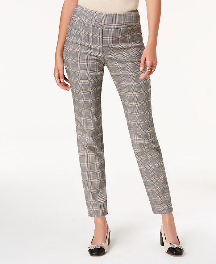 Charter Club Petite Plaid Pull-On Pants, Created for Macy's - Macy's