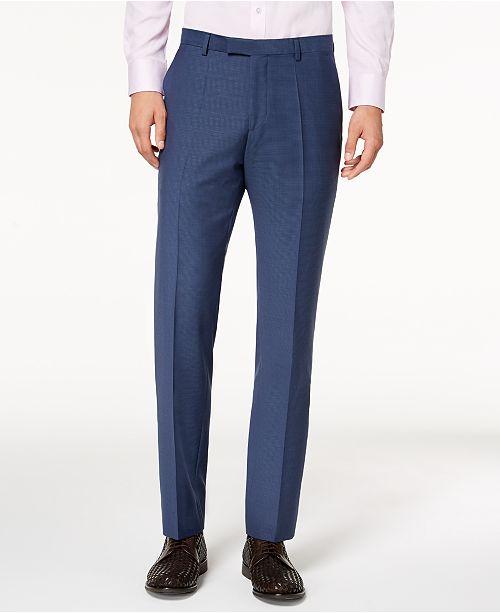 Hugo Boss Men's Modern-Fit Blue Mini-Check Suit Pants & Reviews - Pants ...