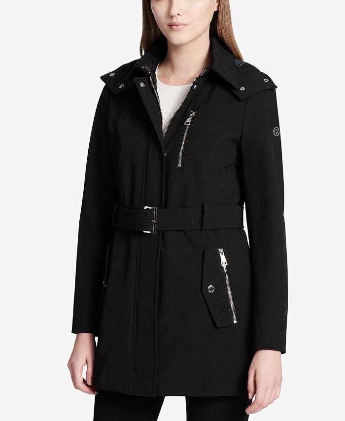 Calvin Klein Hooded Belted Trench Coat & Reviews - Coats & Jackets ...