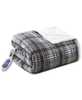 Tasha Plaid Electric Reversible Faux-Fur to Berber Throw, 60" x 70"