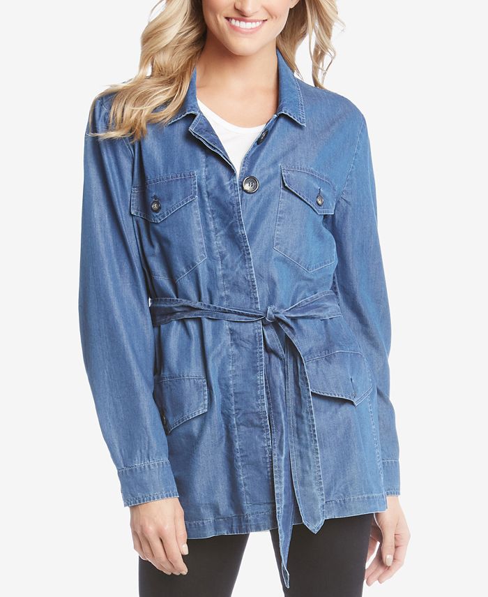 KAREN KANE Womens Belted Cargo Printed Jacket