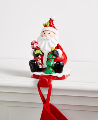 Holiday Lane - Sitting Santa with Candy Cane & Christmas Tree Stocking Holder