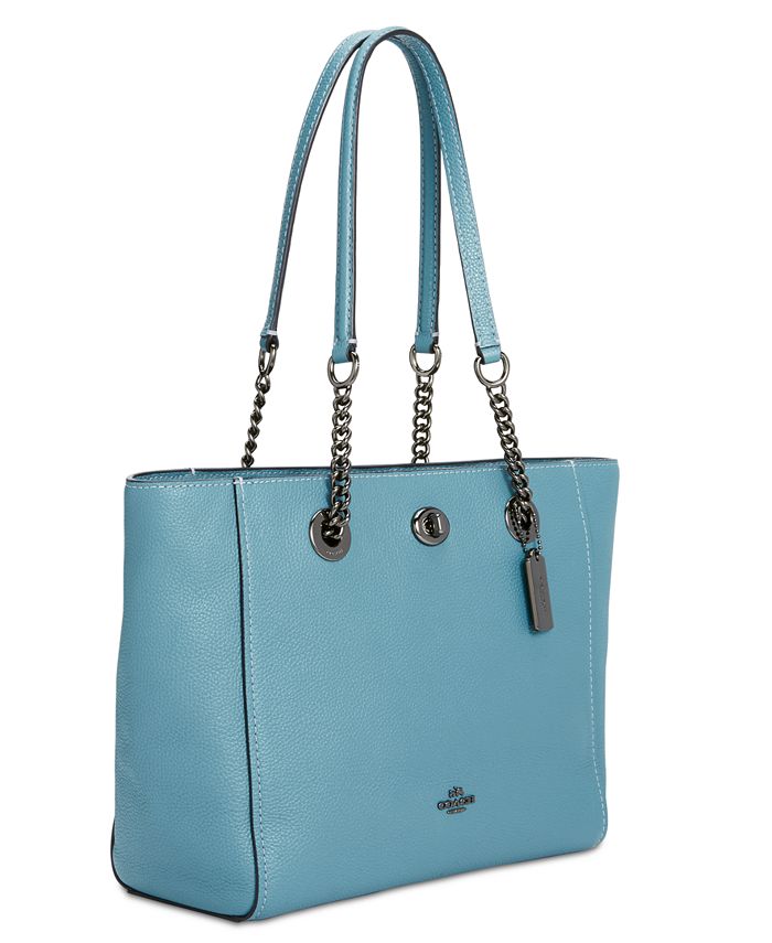 Coach Women's Pebbled Turnlock Chain Tote