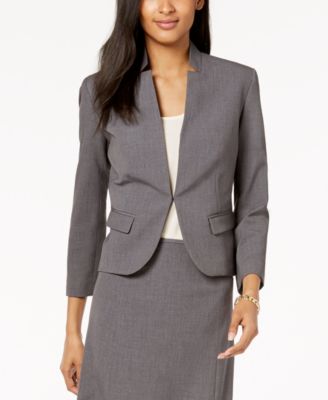 Nine West - Inverted-Collar Kiss-Front Jacket