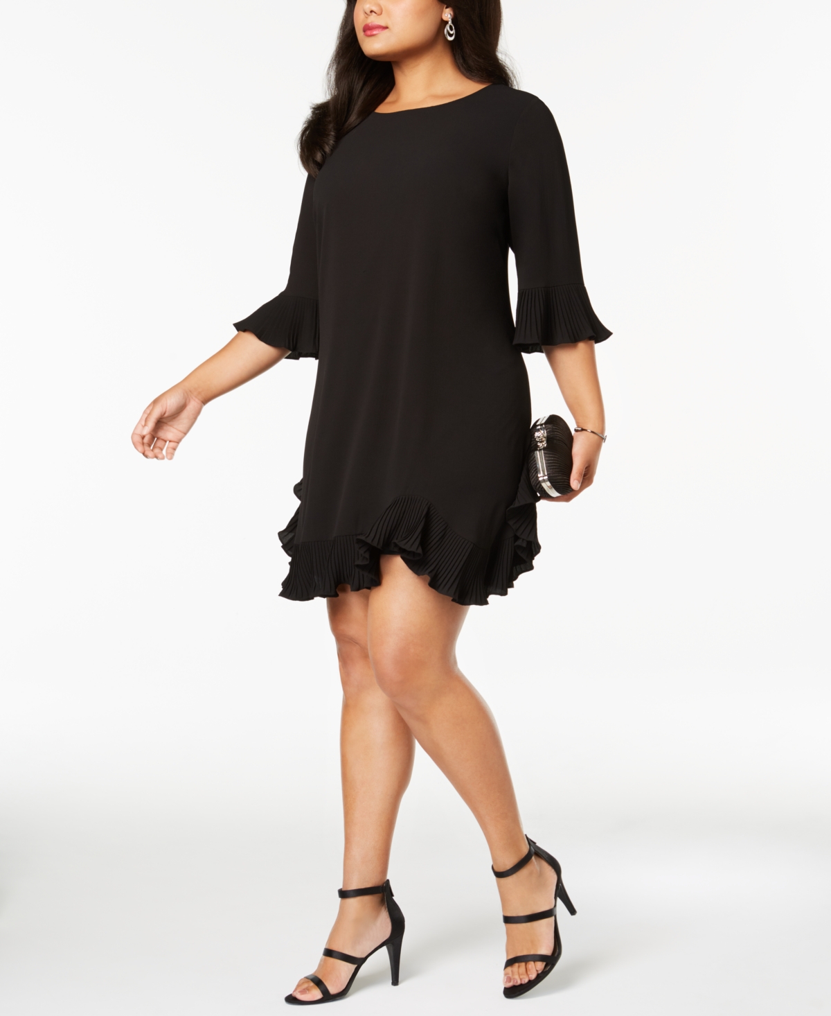 Msk Plus Size Pleated Ruffle Dress