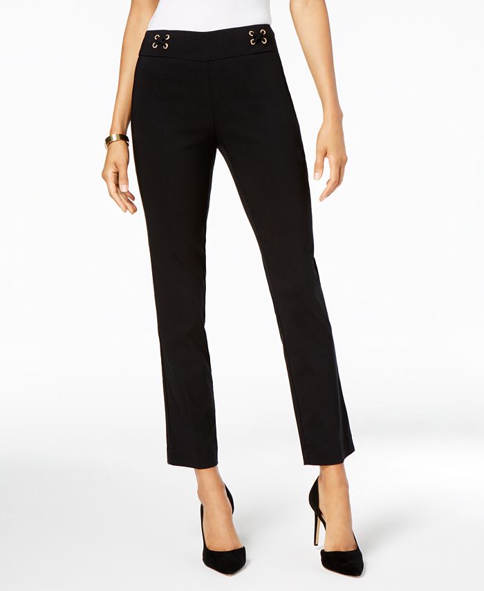 JM Collection Petite Lace-Hem Ponte Pants, Created for Macy's - Macy's