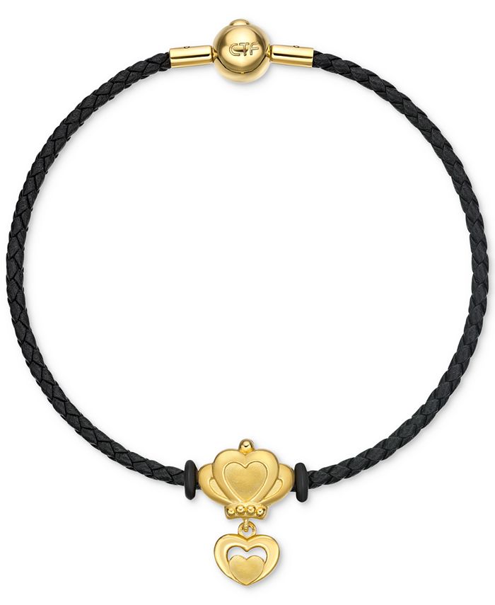 Chow Tai Fook Double Heart Braided Bracelet in 24k Gold - Macy's
