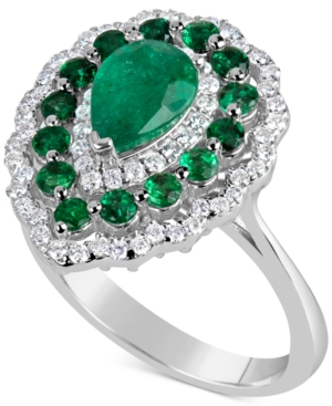 image of Emerald (2 ct. t.w.) & Diamond (3/8 ct. t.w.) Ring in 14k White Gold