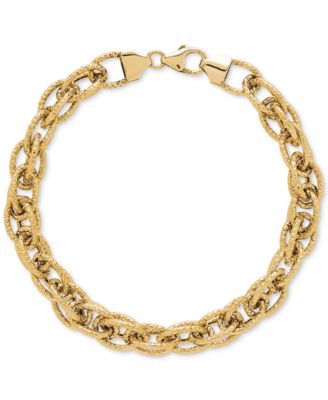 Italian Gold - Interwoven Textured Link Bracelet in 14k Gold