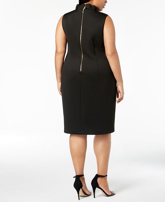 Calvin Klein Plus Size Ruffled-Collar Sheath Dress - Macy's