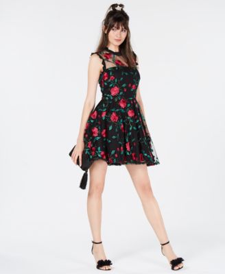 fit and flare embroidered dress