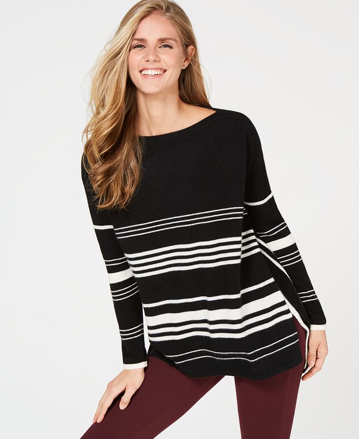 Charter Club Striped Pure Cashmere Sweater, Created for Macy's - Macy's