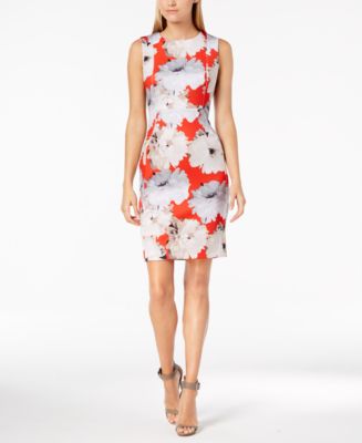 Calvin Klein Petite Floral Scuba Sheath Dress - Macy's