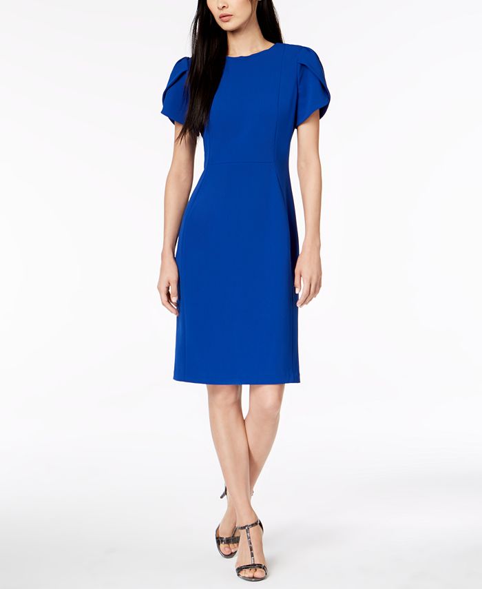 Calvin Klein Petite Puff-Sleeve Sheath Dress - Macy's