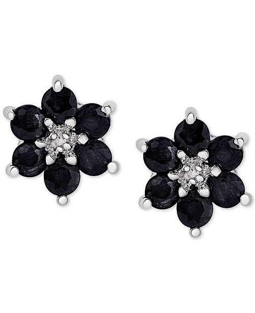 Macy S Sapphire 1 3 4 Ct T W Diamond Accent Flower Stud