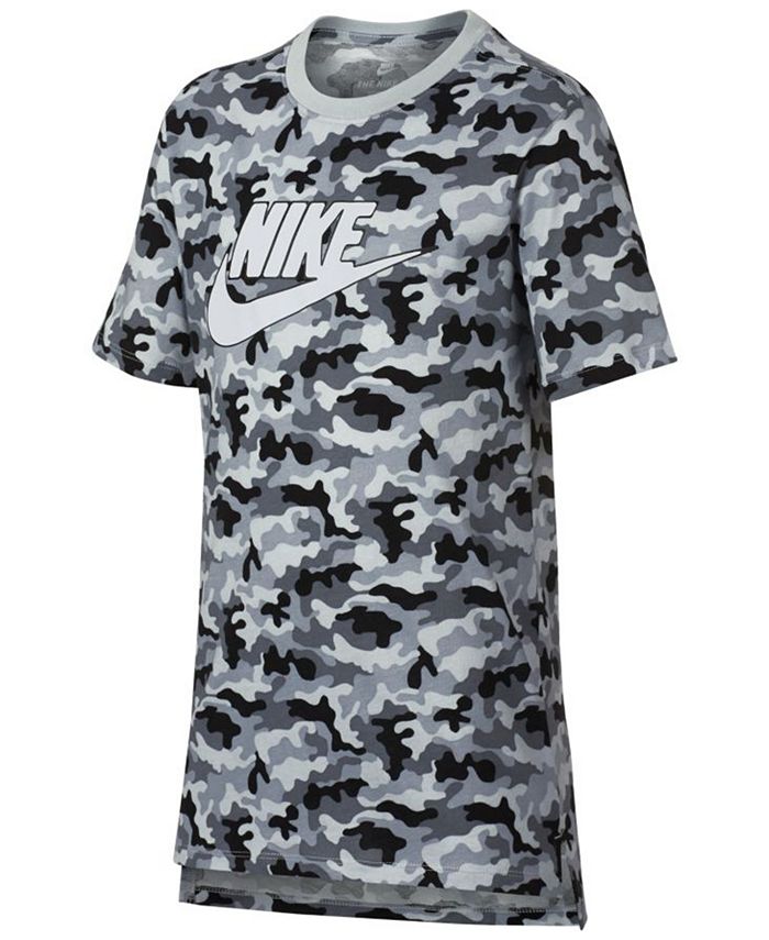 Nike Big Boys Drop-Tail Camo-Print Cotton T-Shirt - Macy's