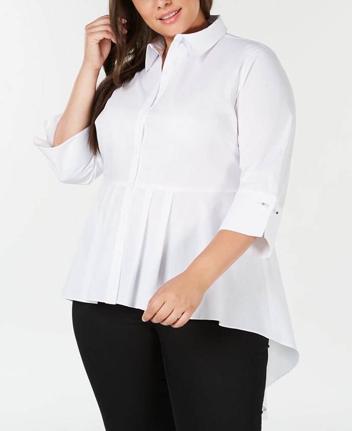 White high low store shirt plus size