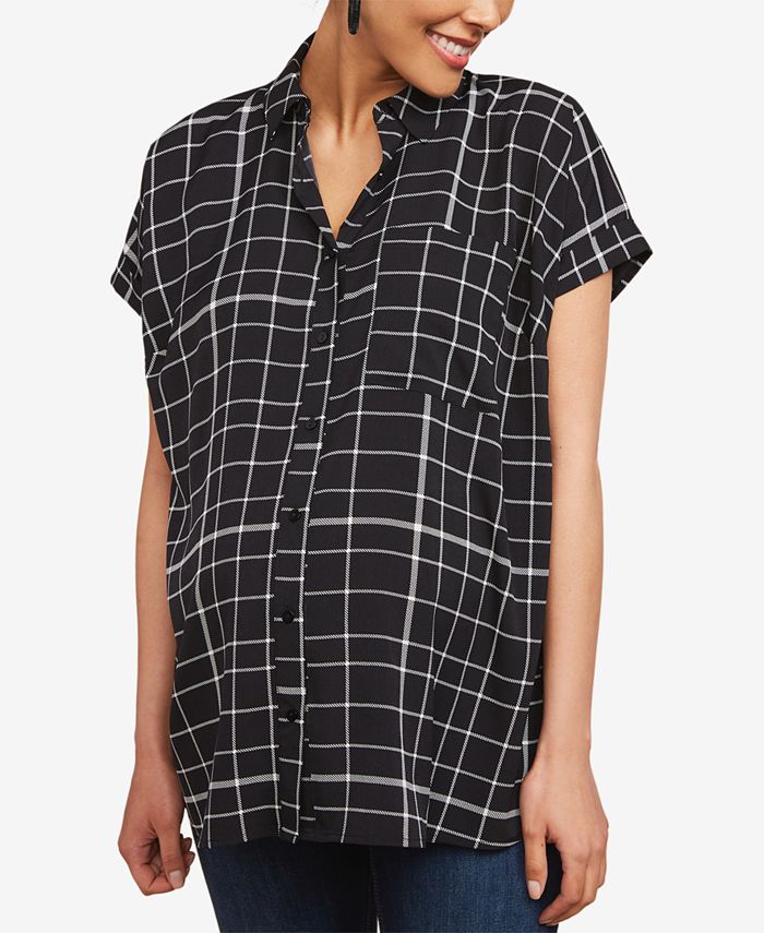 Haut De Nursing Motherhood Maternity - Chemise à Boutons Rouge à Carreaux - Taille Small