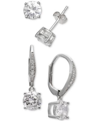 2-Pc. Cubic Zirconia Earring Set in Sterling Silver, Created for Macy's