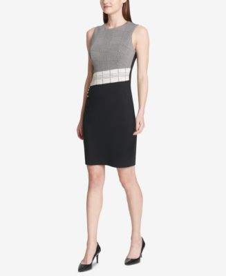 Calvin Klein Mixed-Media Sheath Dress - Macy's