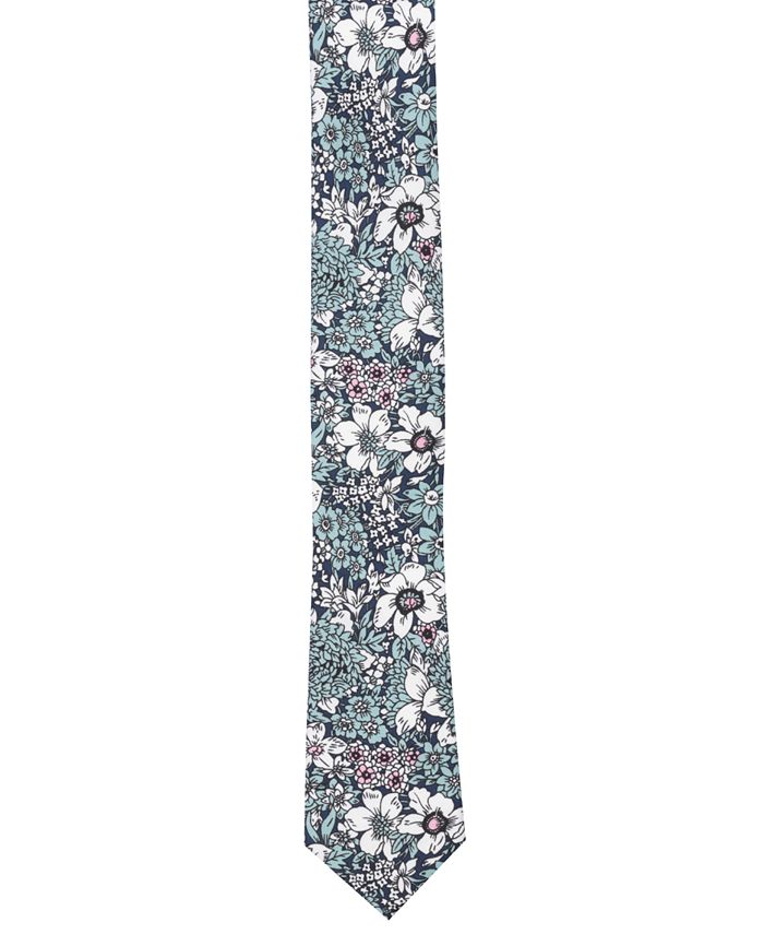 Bar III Men's Illustrated Floral Skinny Tie, Created for Macy's Macy's